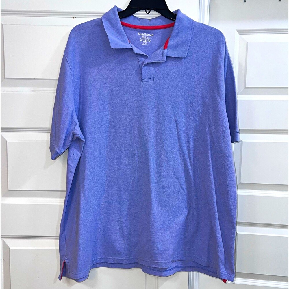 Saddlebred Comfort Flex Men’s Big & Tall 2XLT Purple Solid Cotton Polo